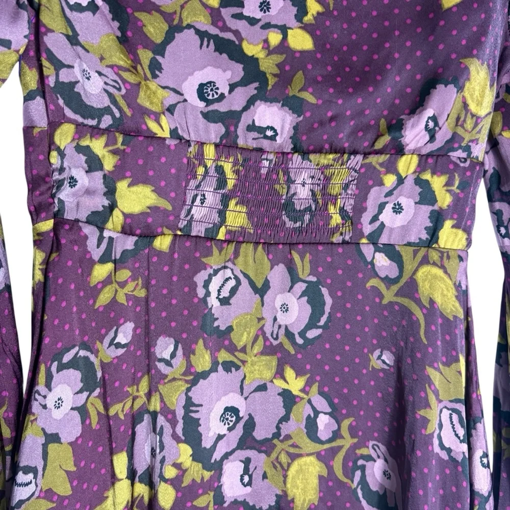 FREE PEOPLE Morning Light Mini Dress Floral Polka Dot Long Sleeve Size 0 -- NWT